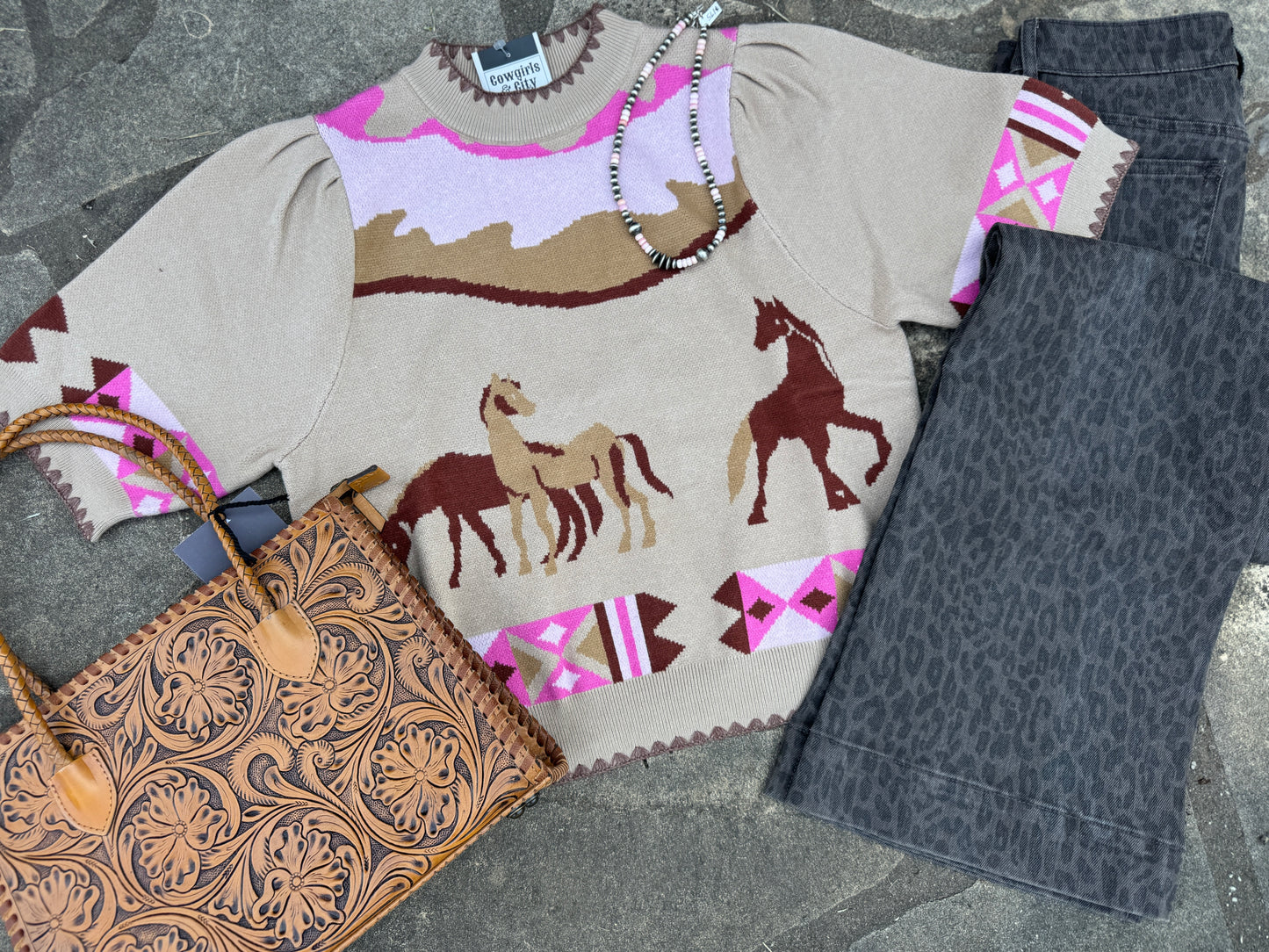 Colorful Cowgirl Knit Top
