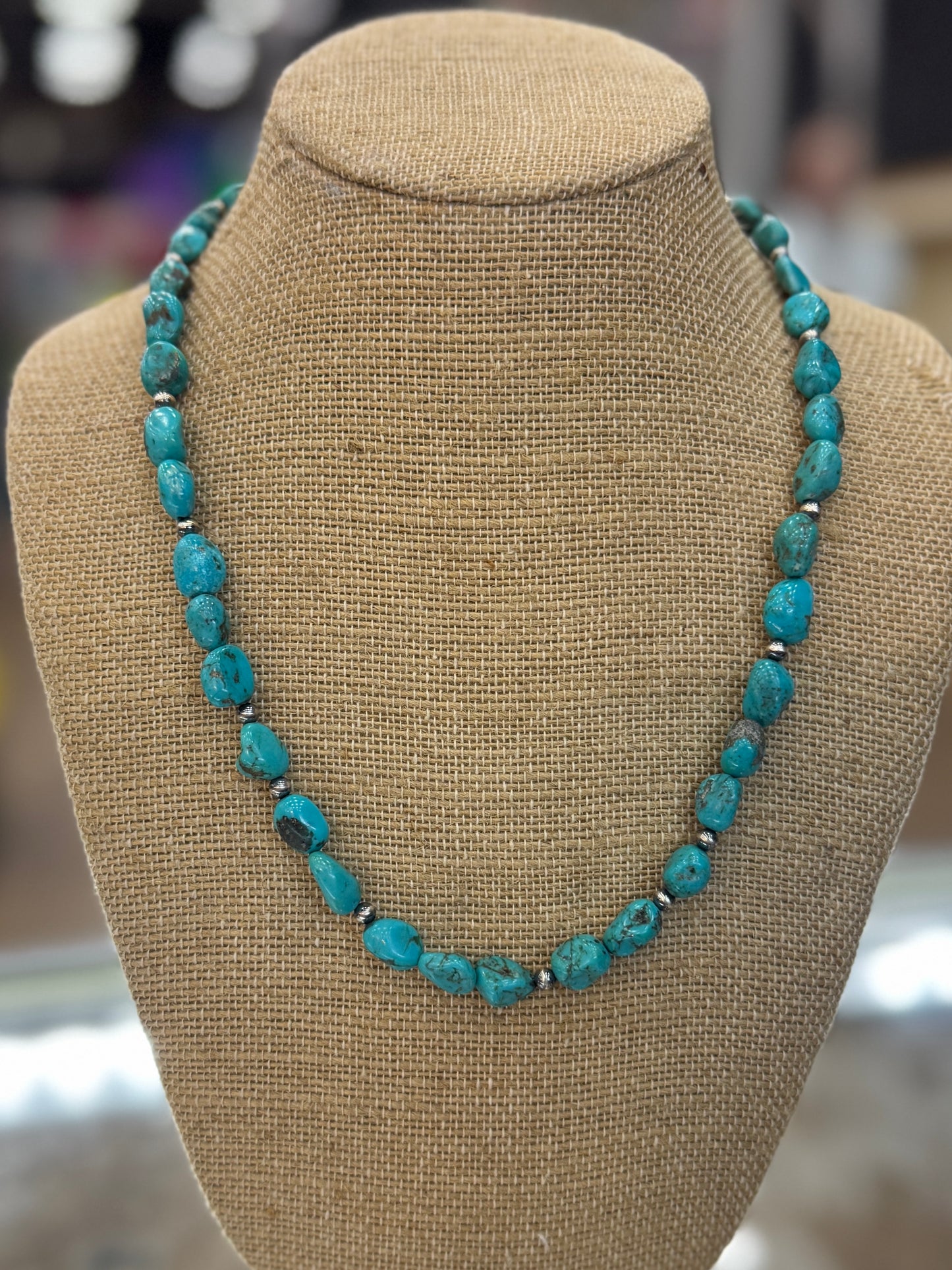 {Sea Waves} Kingman & Pearl Necklace