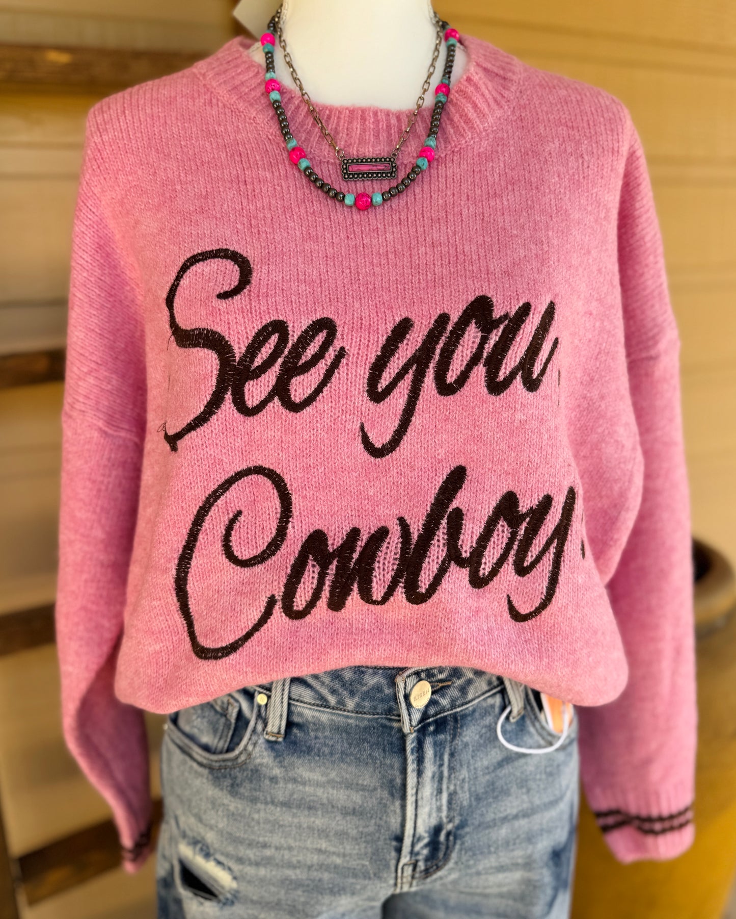 Embroidered {See Ya Cowboy} Sweater