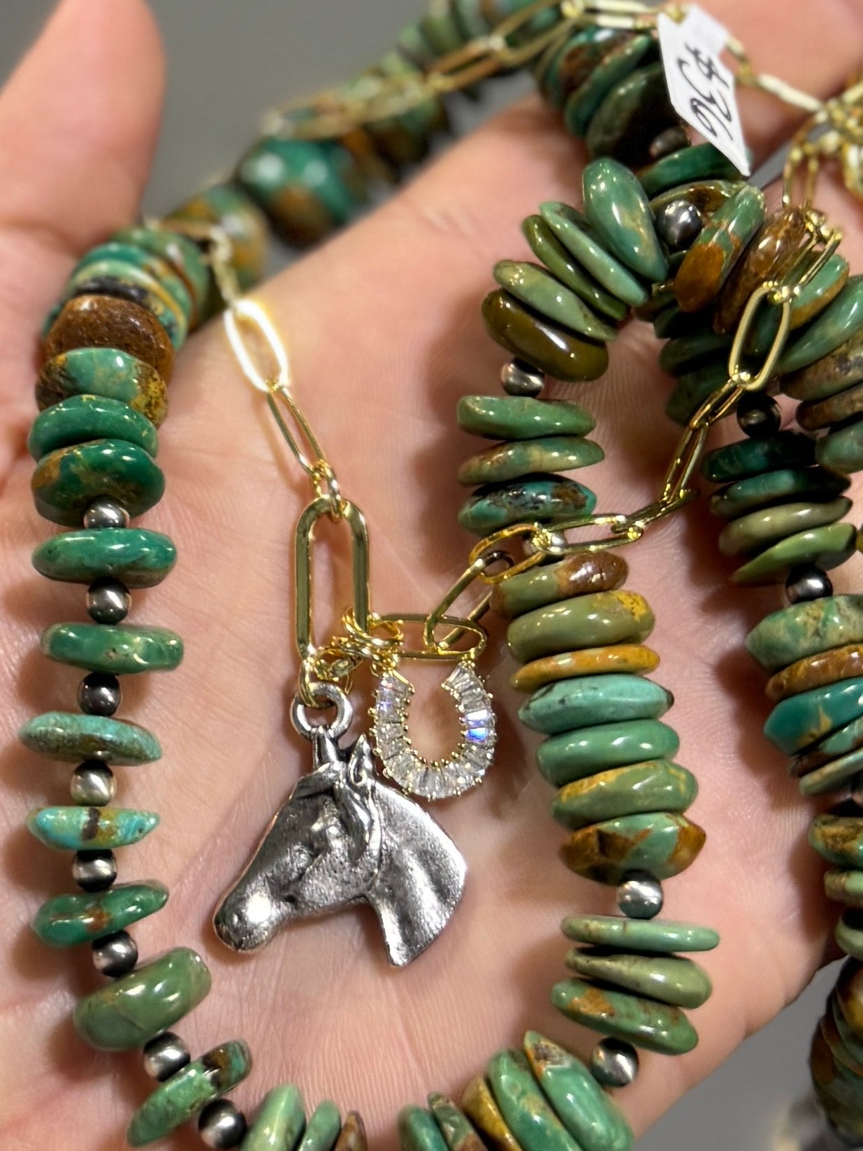 Sparkly Horseshoe & Horse Necklace