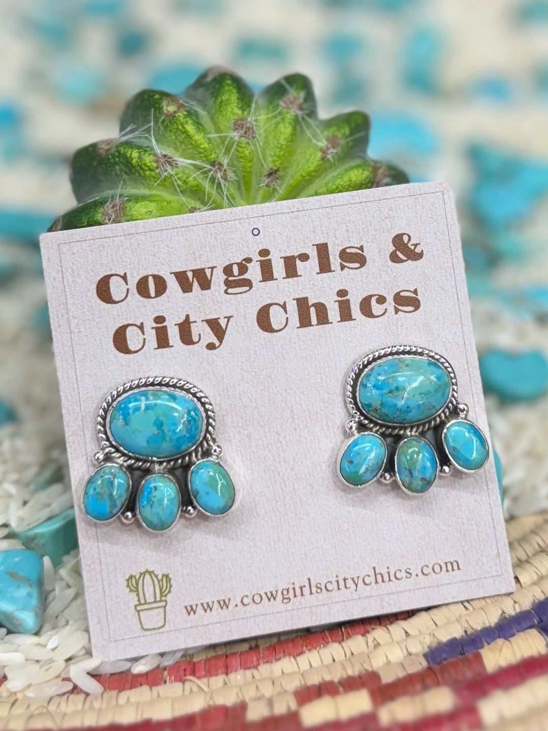 Turquoise Cluster Post Earring