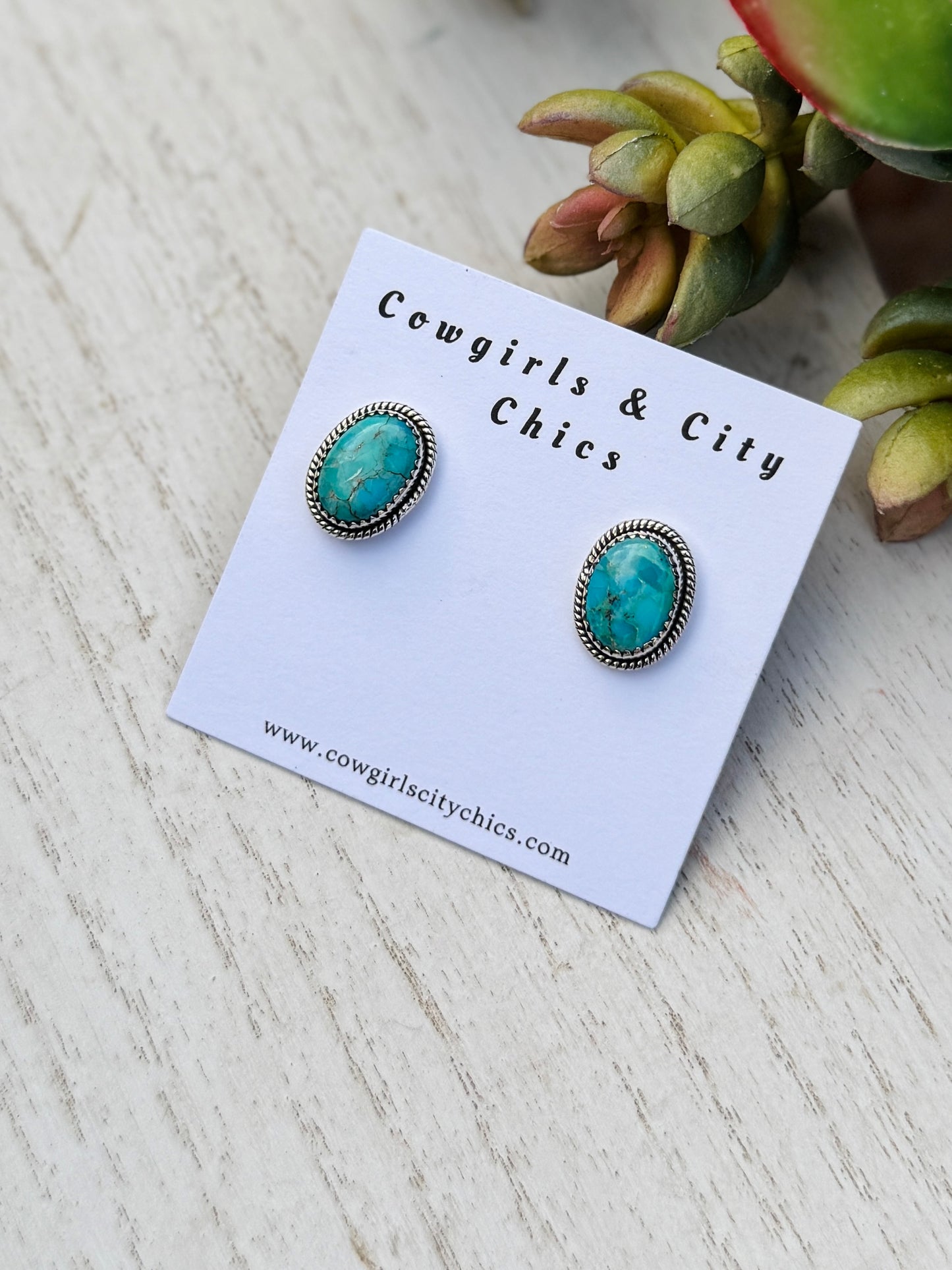 Turquoise Oval Sterling Studs