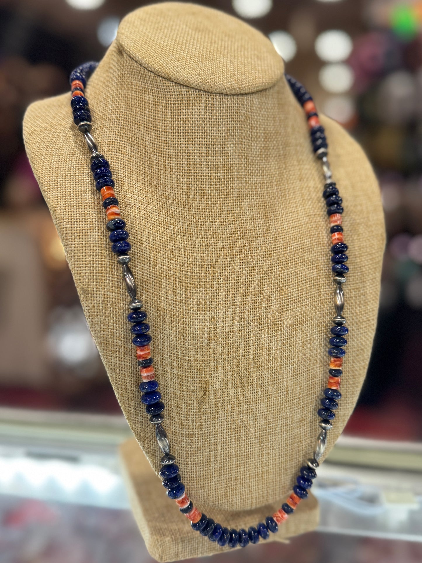 Lapis & Spiny Oyster Necklace