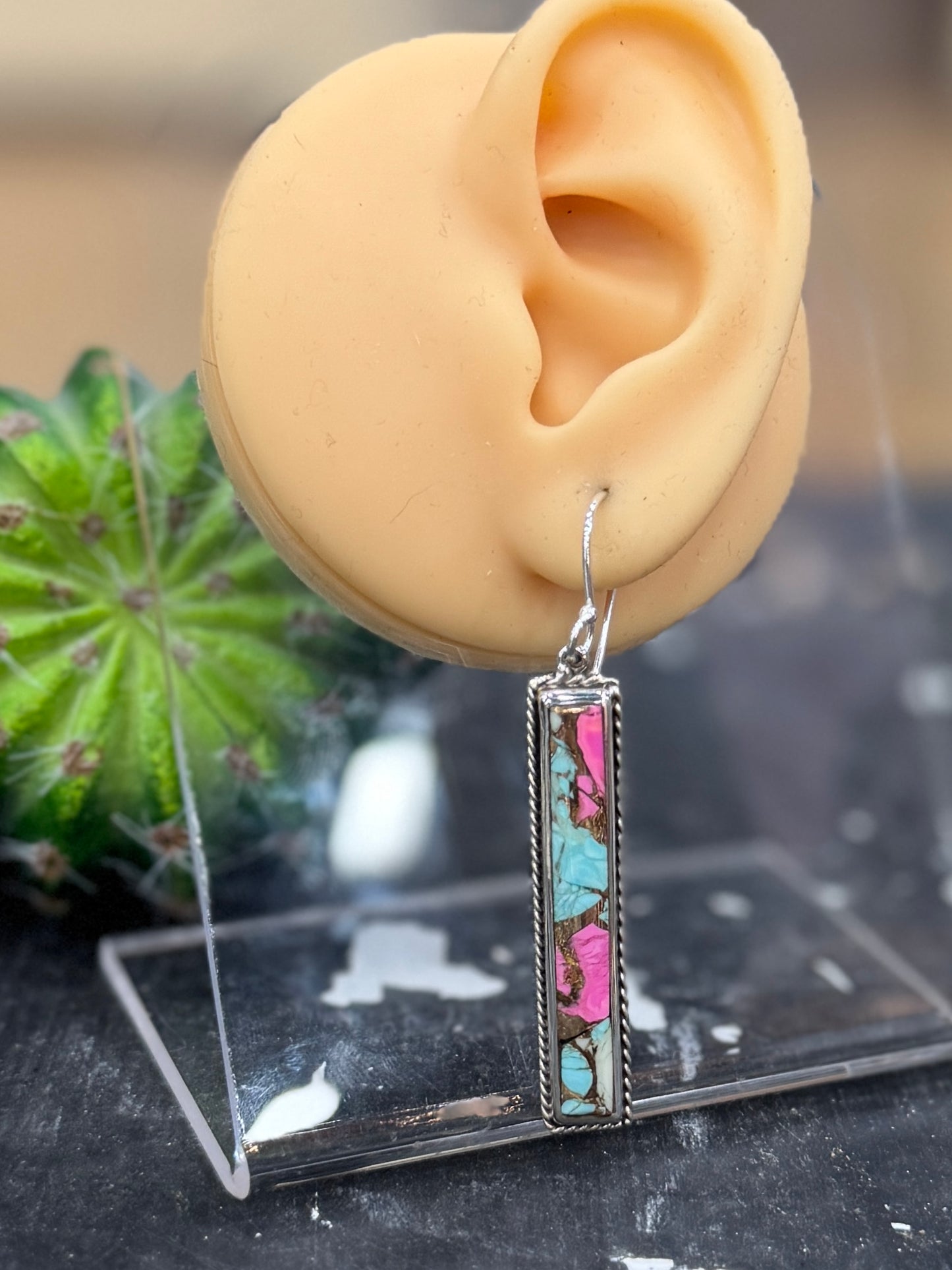 Cotton Candy Bar Silver Earrings