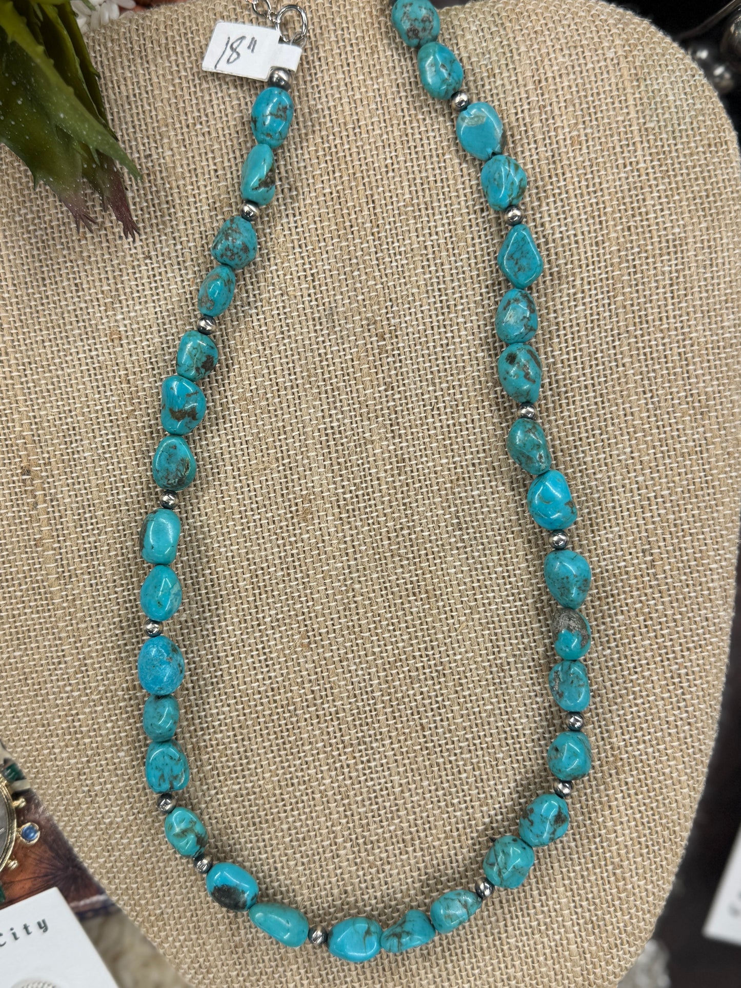 {Sea Waves} Kingman & Pearl Necklace