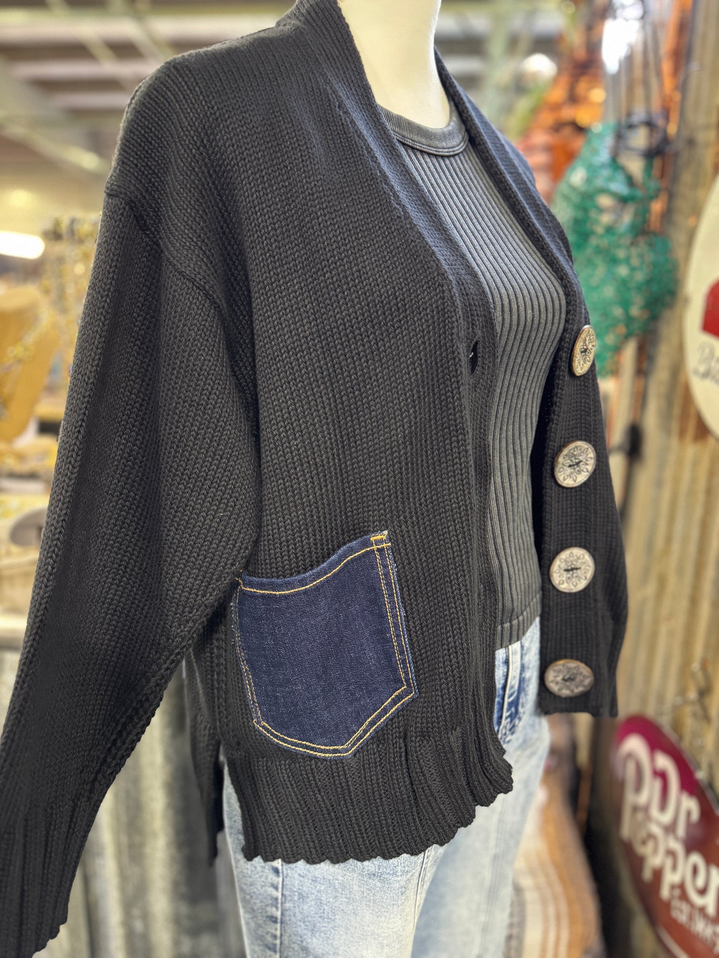 Up-Cycled AC*DC Cardigan