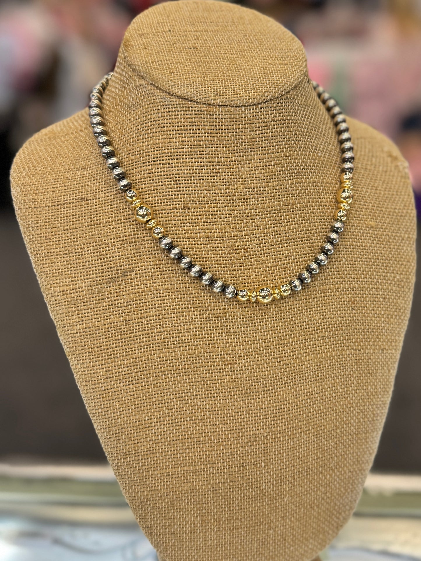 {Bowie} Gold & Silver Pearl Necklace