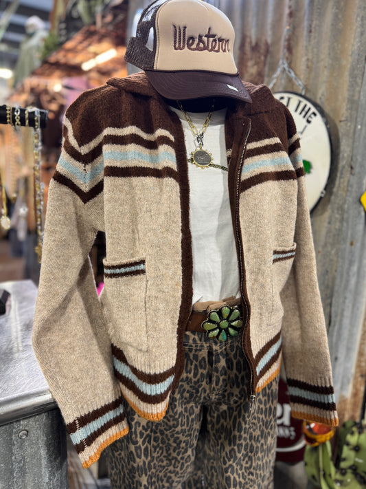 Cowboy Desert Zip Up Cardigan