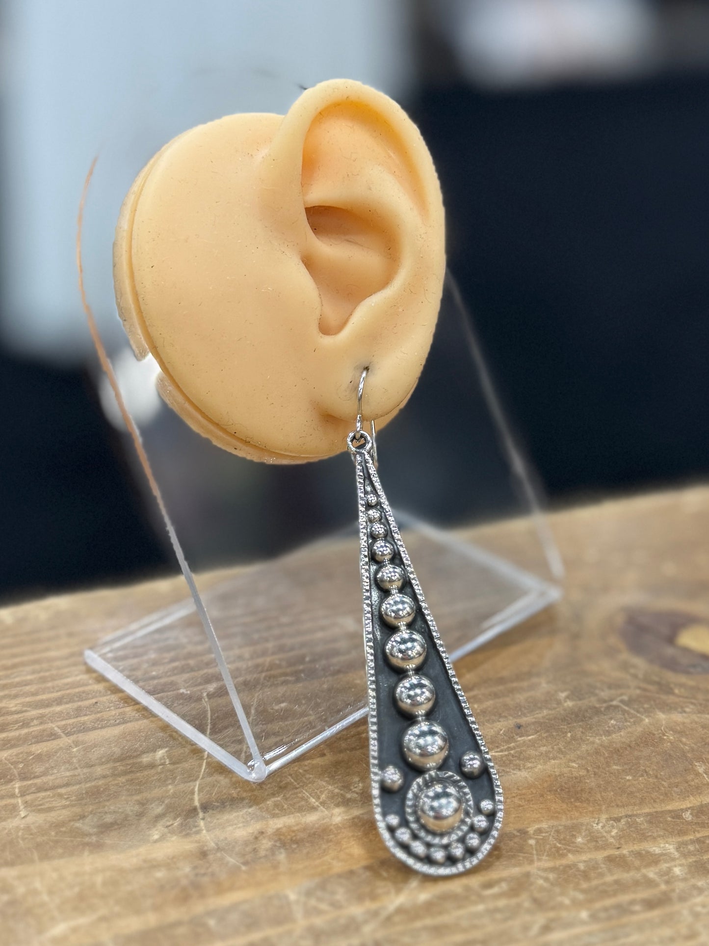 Long Stud Ball Earrings