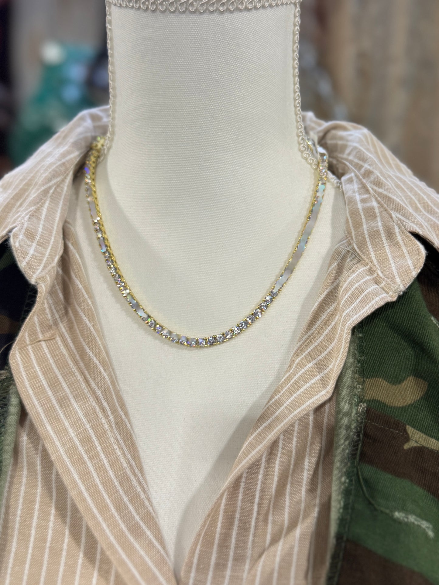 Gold Tennis CZ Necklace