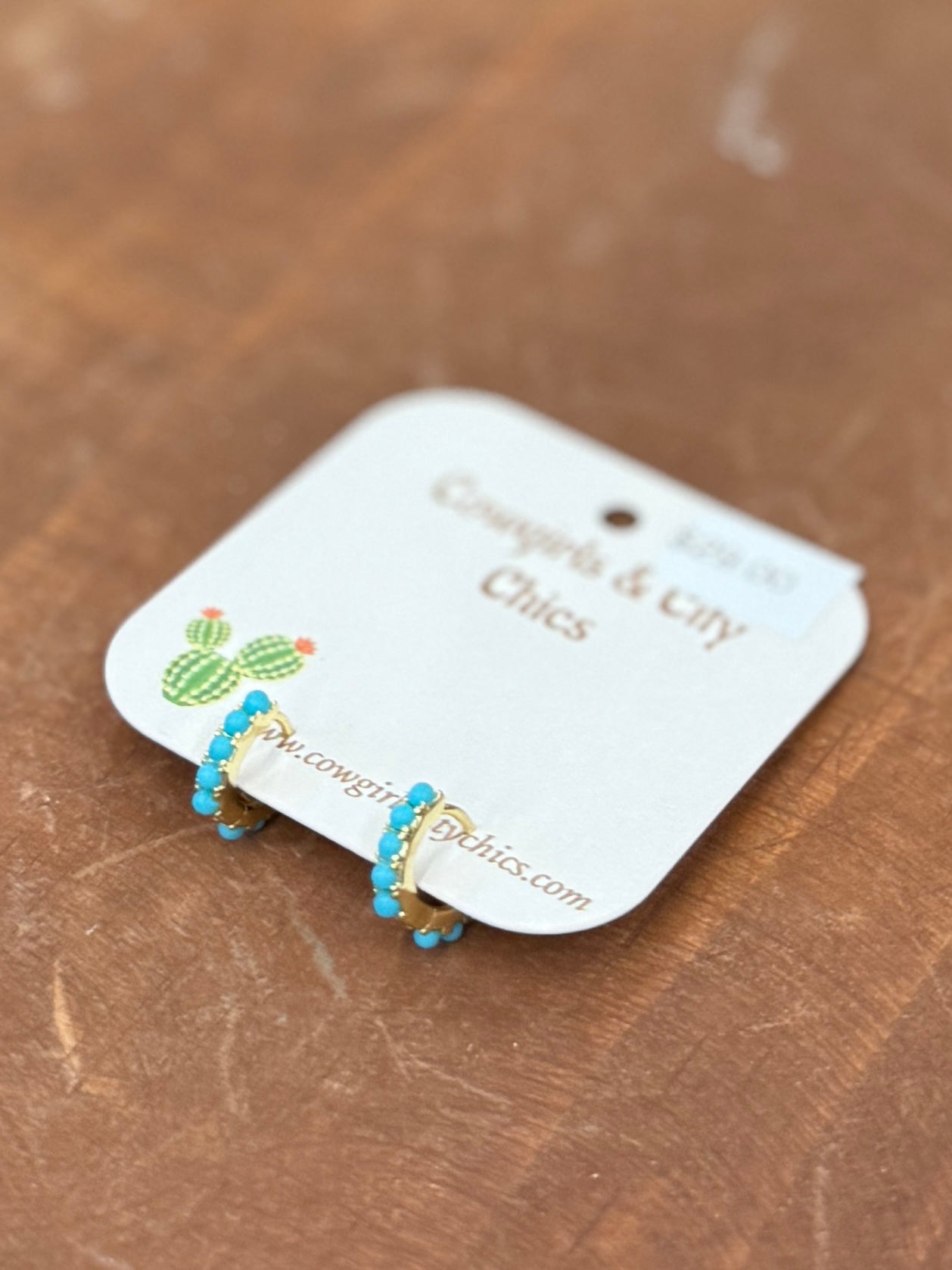 Gold & TQ Huggie Hoop Earrings