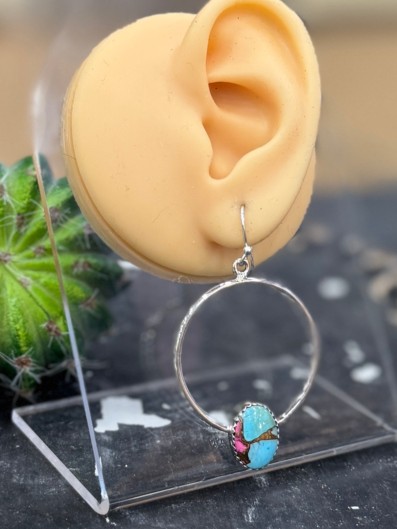 Cotton Candy Oval Hoop Earring
