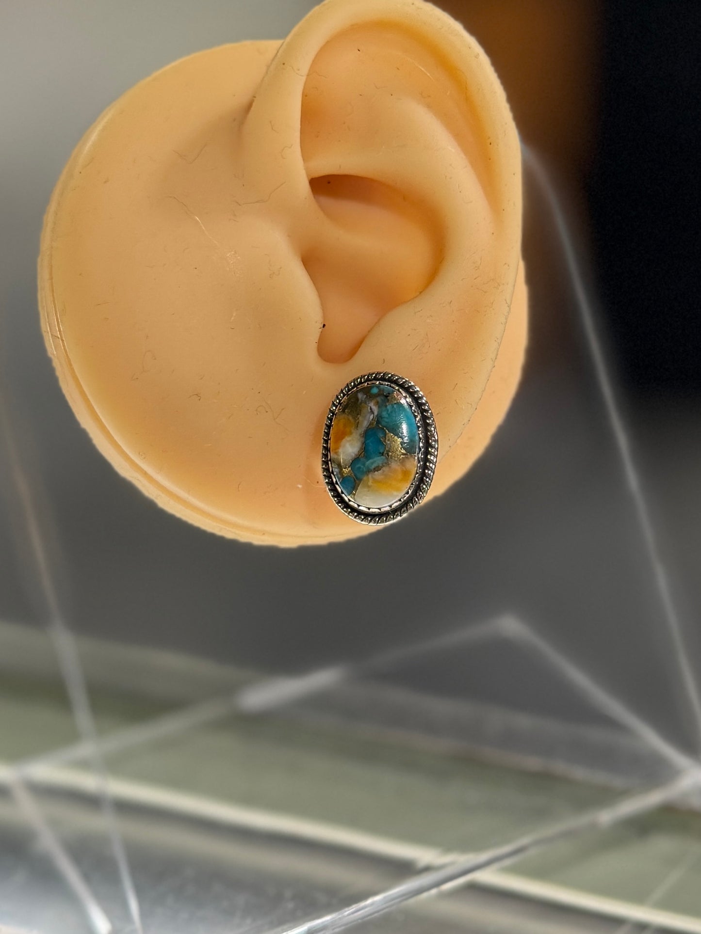 Orange Crush Oval Sterling Studs