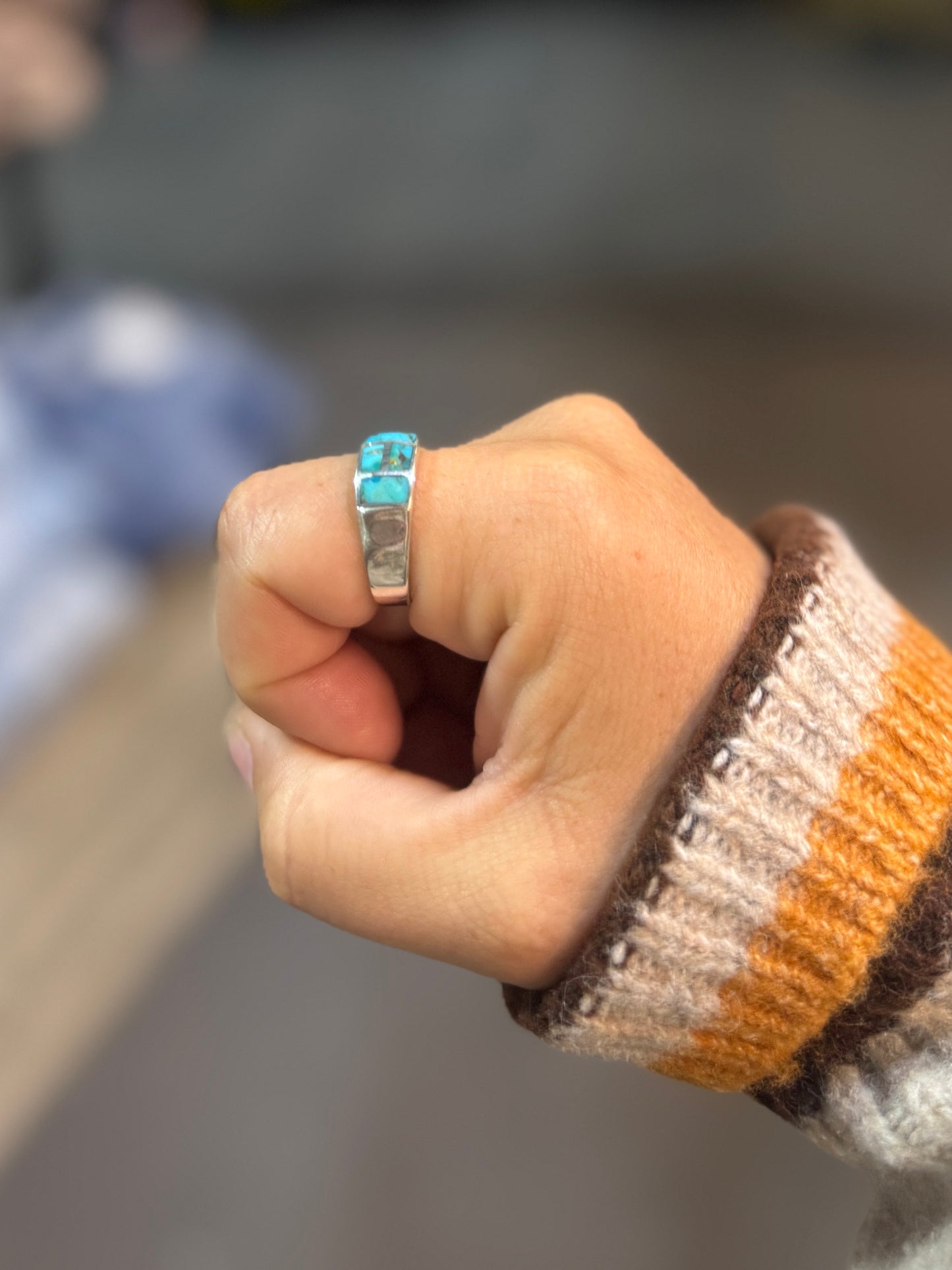 In-Lay Turquoise Wide Band Ring