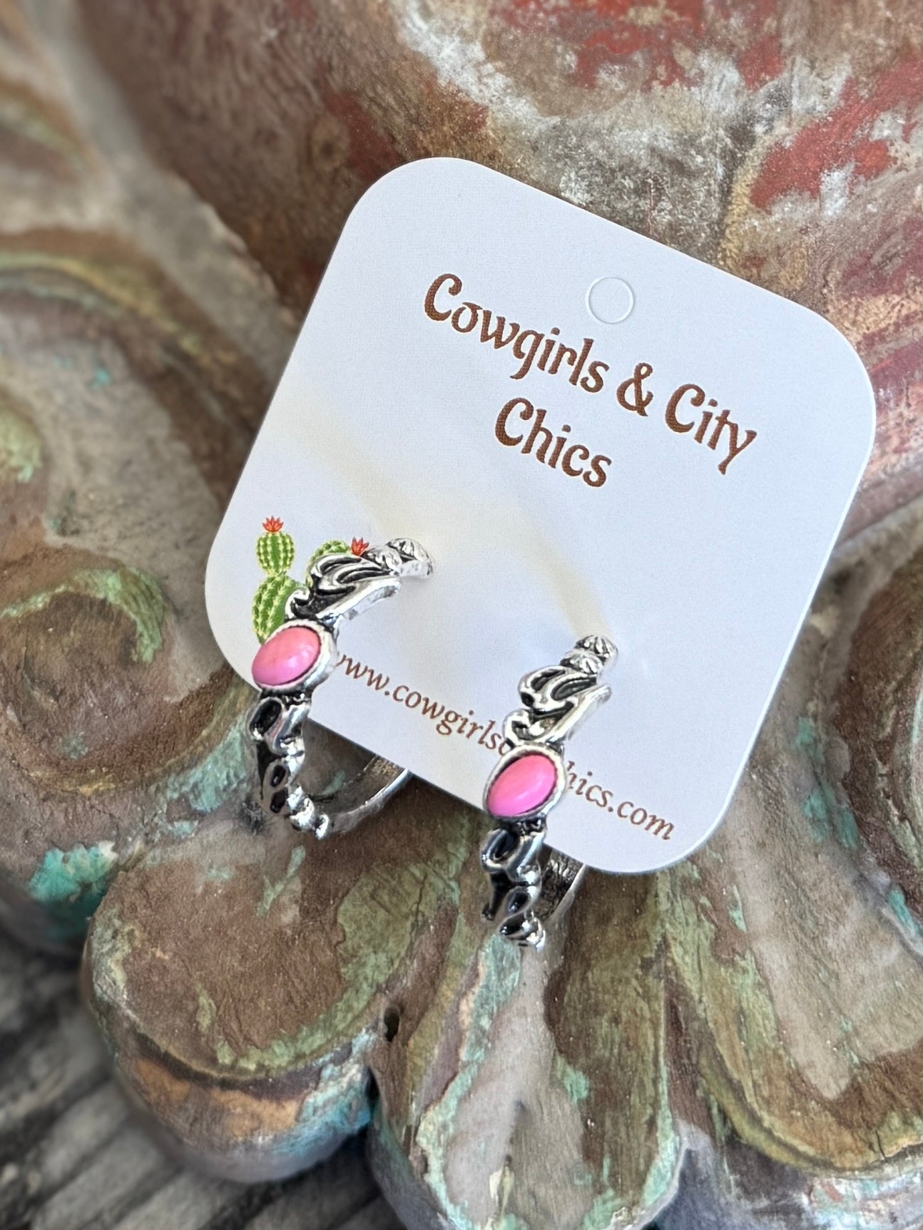 Pink {Y'all} Hoop Earrings
