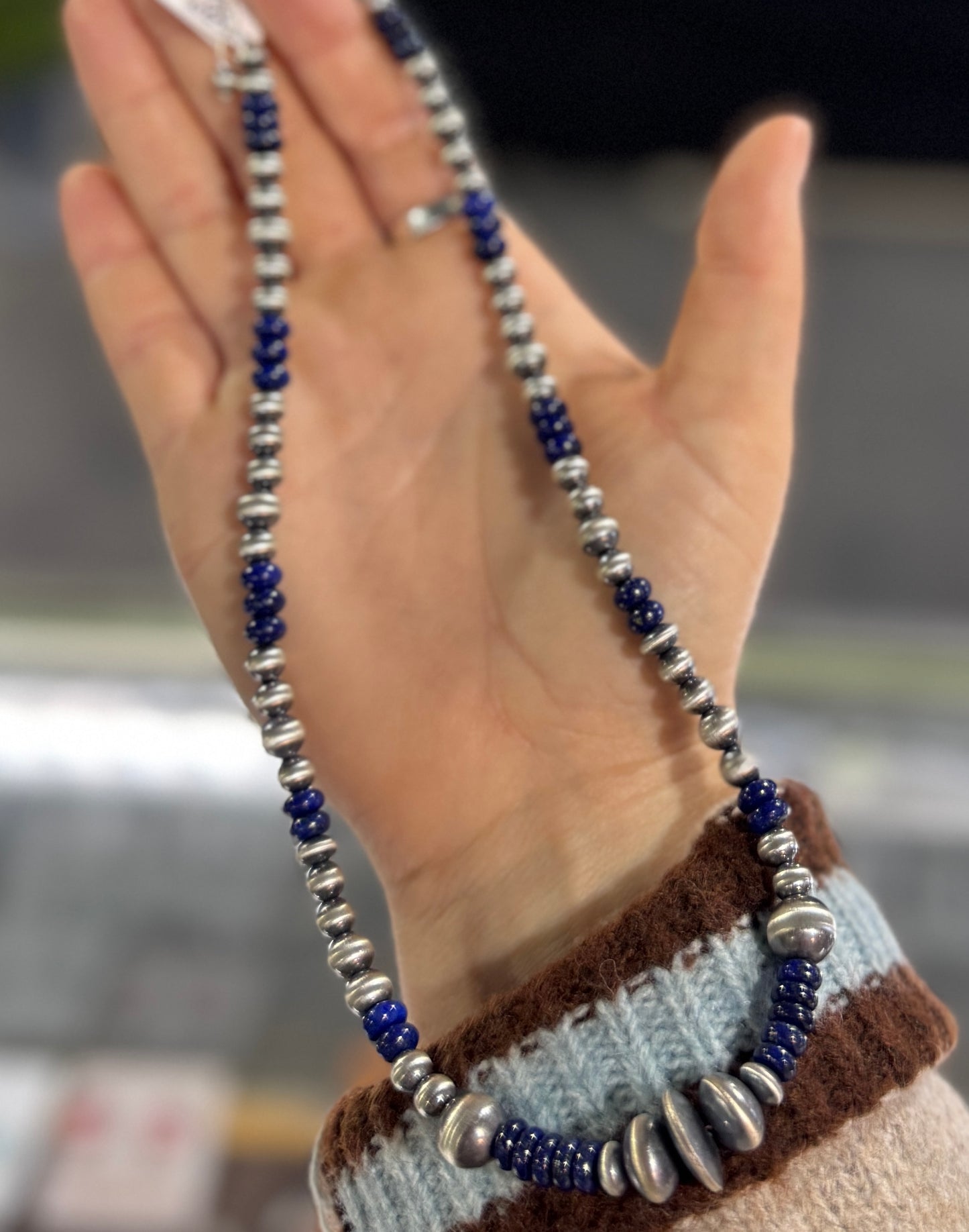 Blue Lapis Graduated Pearls Necklace