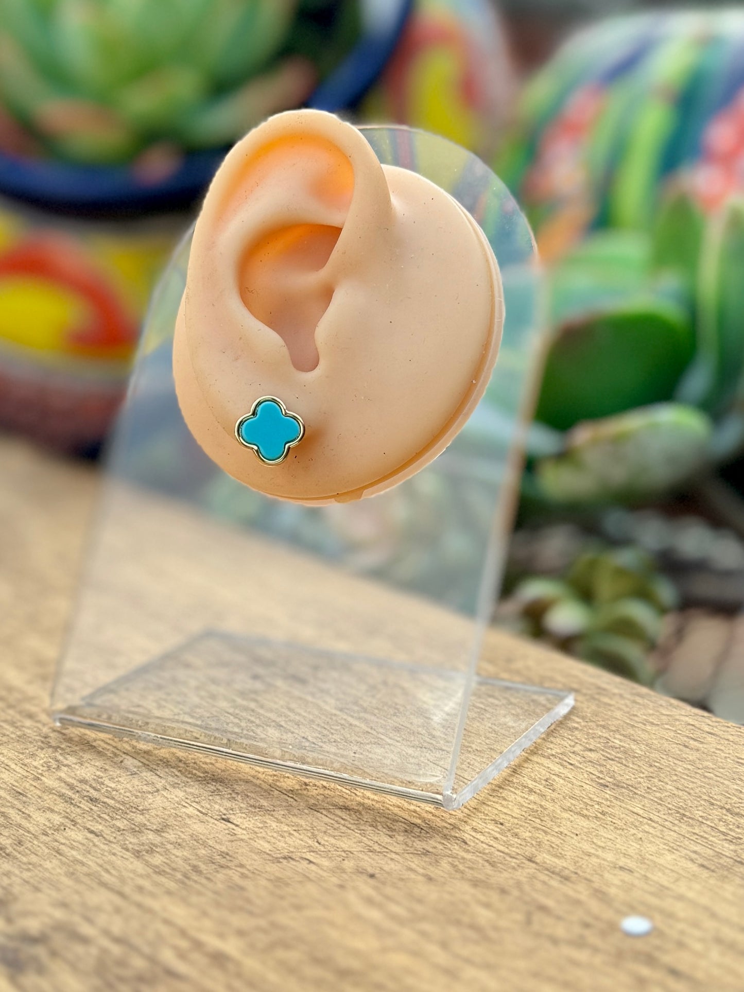 Turquoise & Gold Stud Earring