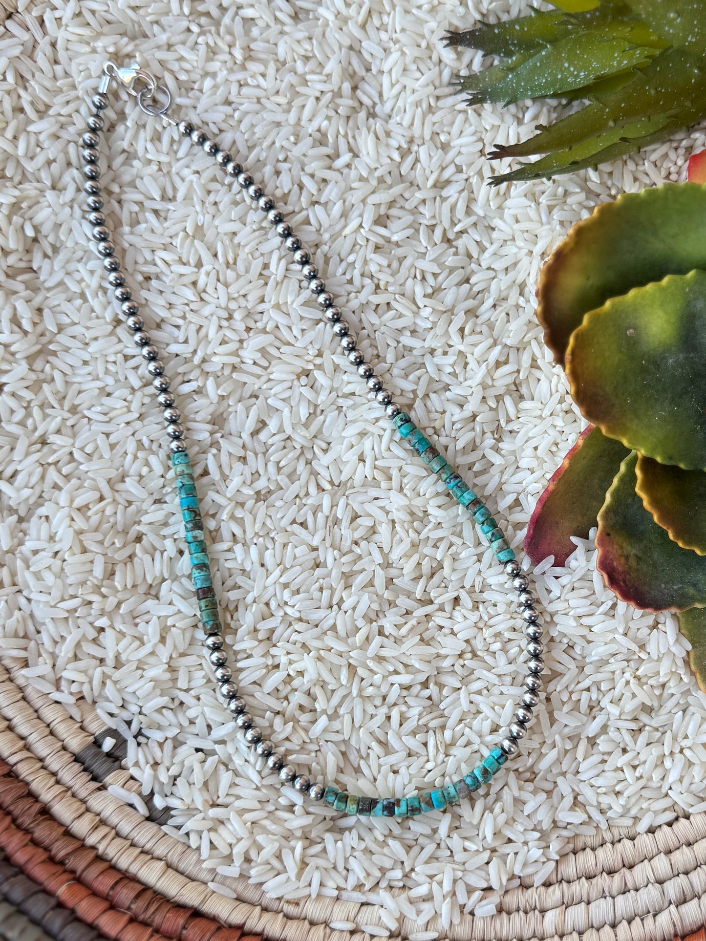 {Austin} Kingman Silver Bead Necklace
