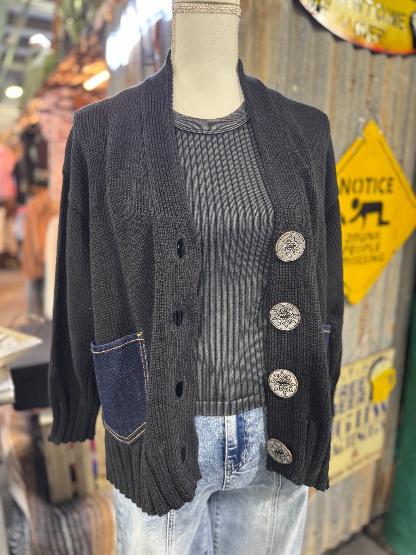 Up-Cycled AC*DC Cardigan