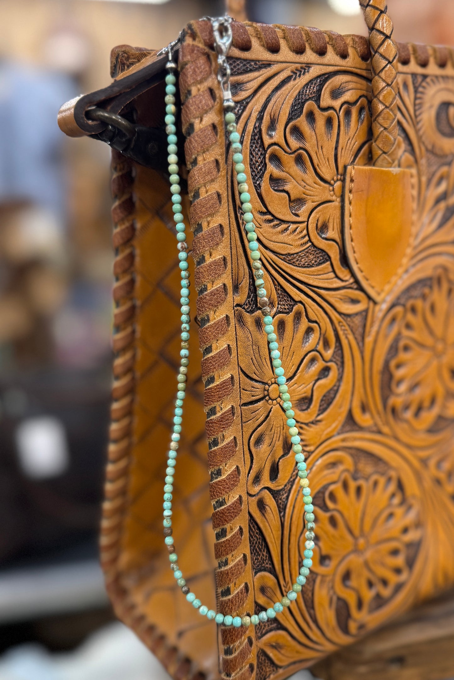 Small {Howdy} Turquoise Beaded Necklace