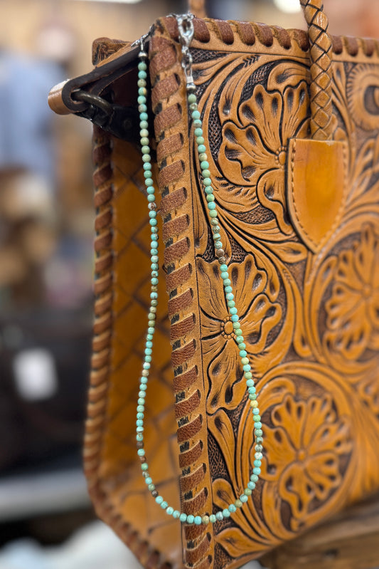 Small {Howdy} Turquoise Beaded Necklace