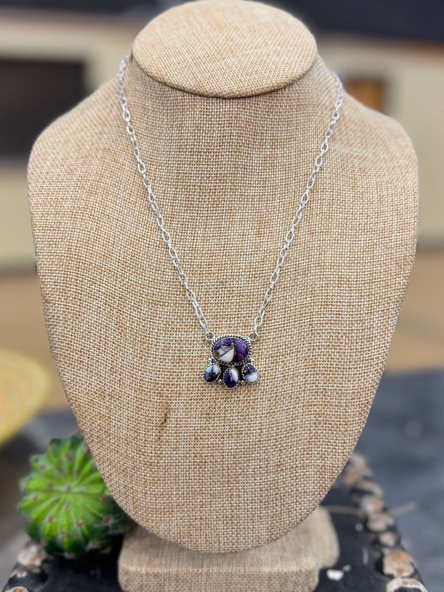 Cluster Lavender Dahila Necklace