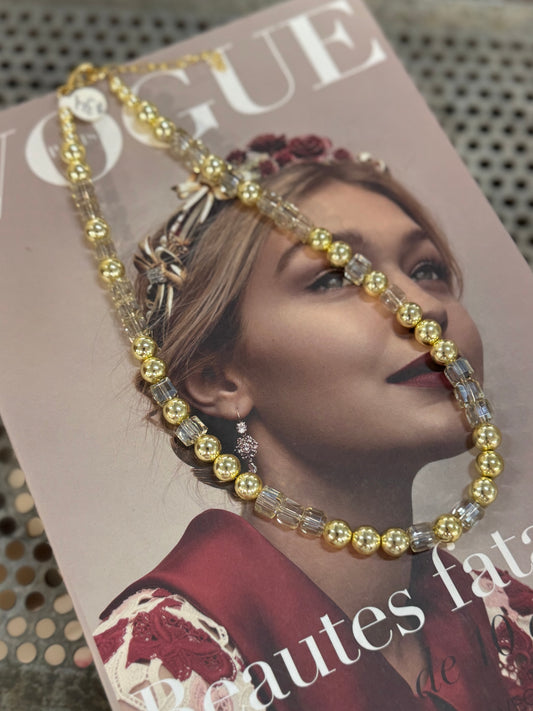 Stainless & Sparkly Bead Necklace