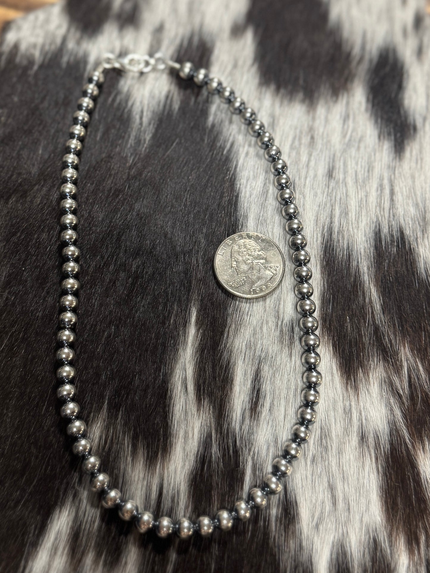 6mm Sterling Silver Navajo Pearl Necklace