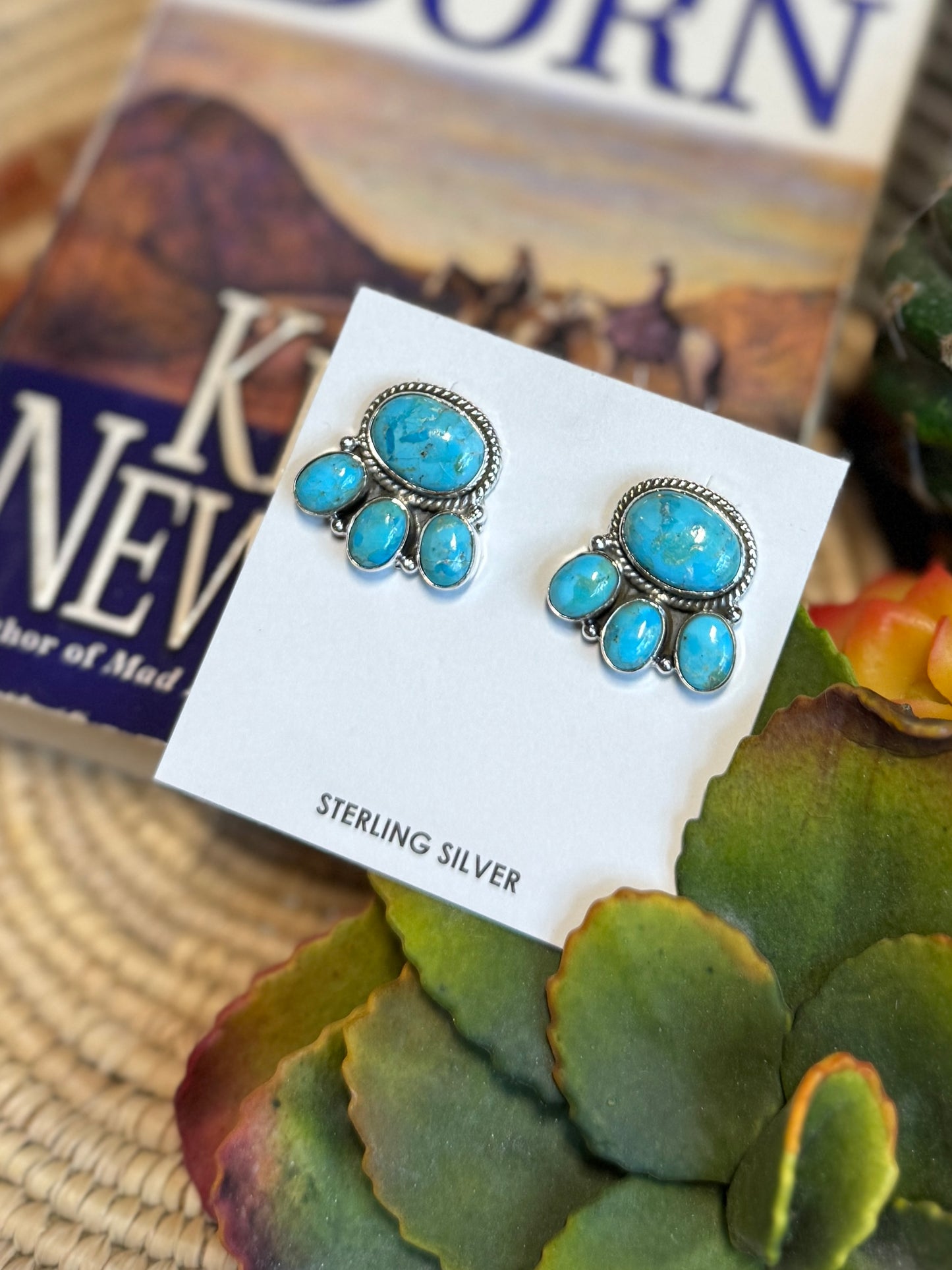 Turquoise Cluster Post Earring