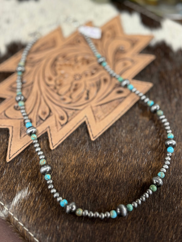 {Maria} Turquoise & Pearl Necklace
