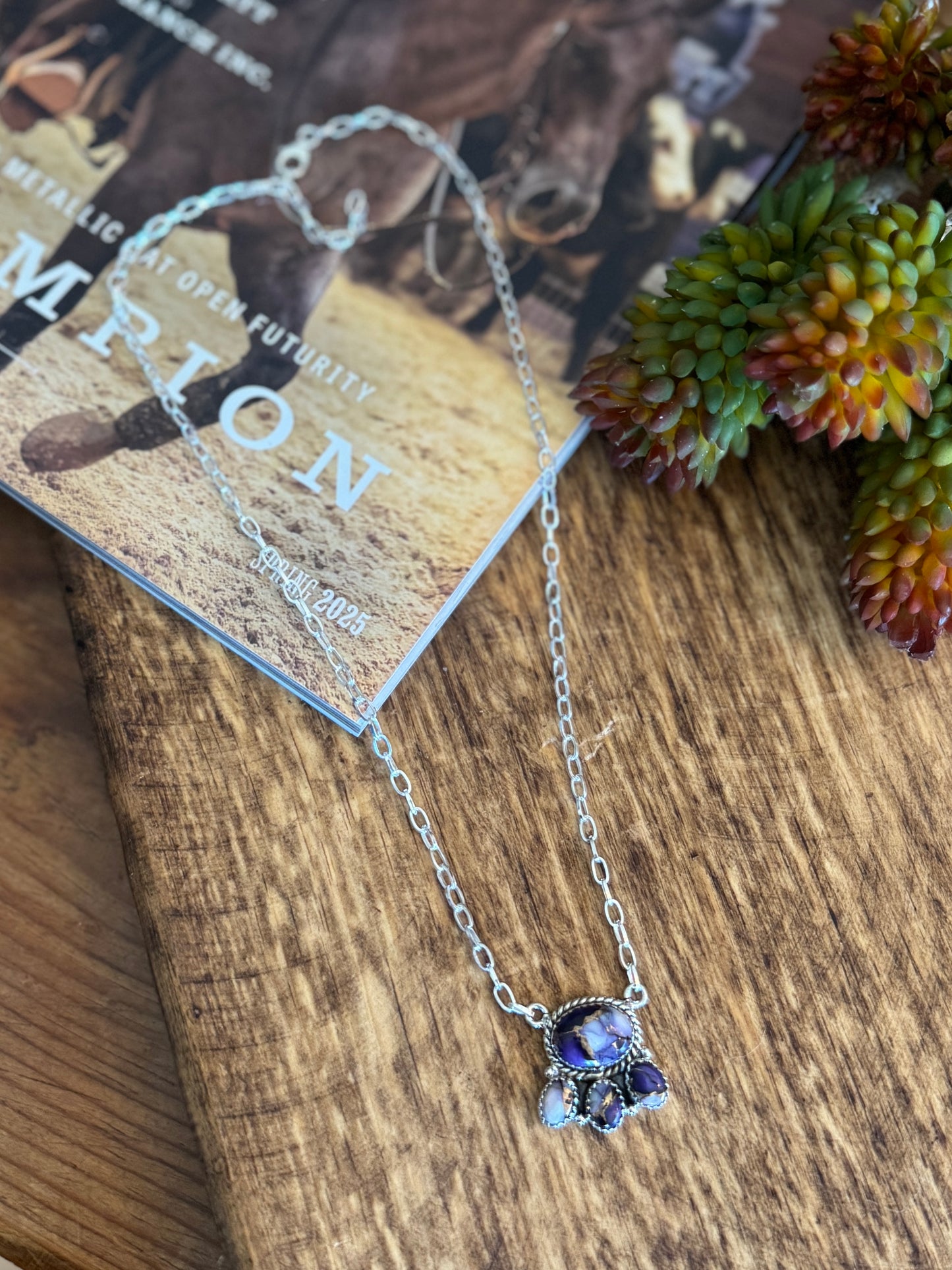 Cluster Violet Rose Necklace