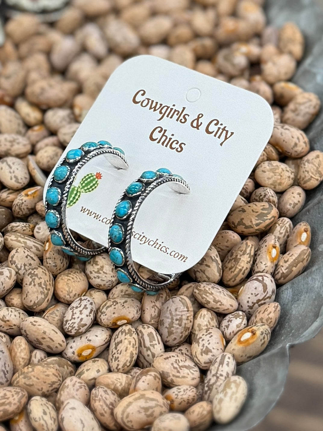 Turquoise Stone Hoops