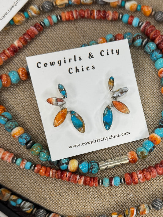 Side Cluster Orange Krush Earrings