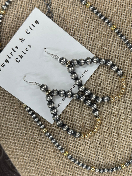 Sterling Pearl & Gold Hoop Earrings