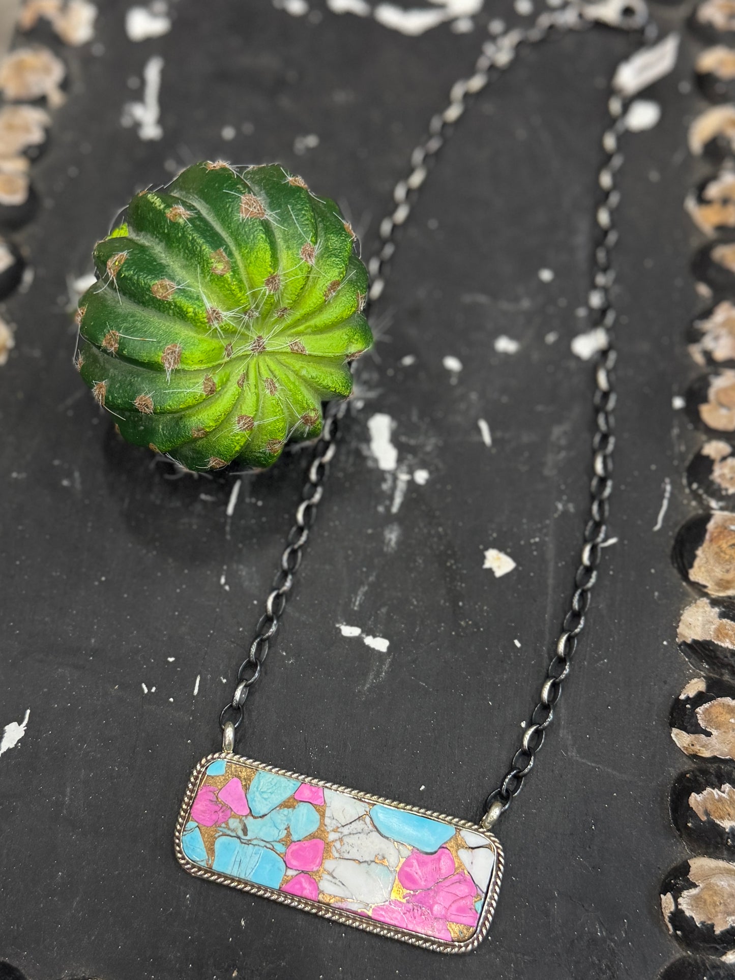 {Cotton Candy} XL Bar Silver Necklace