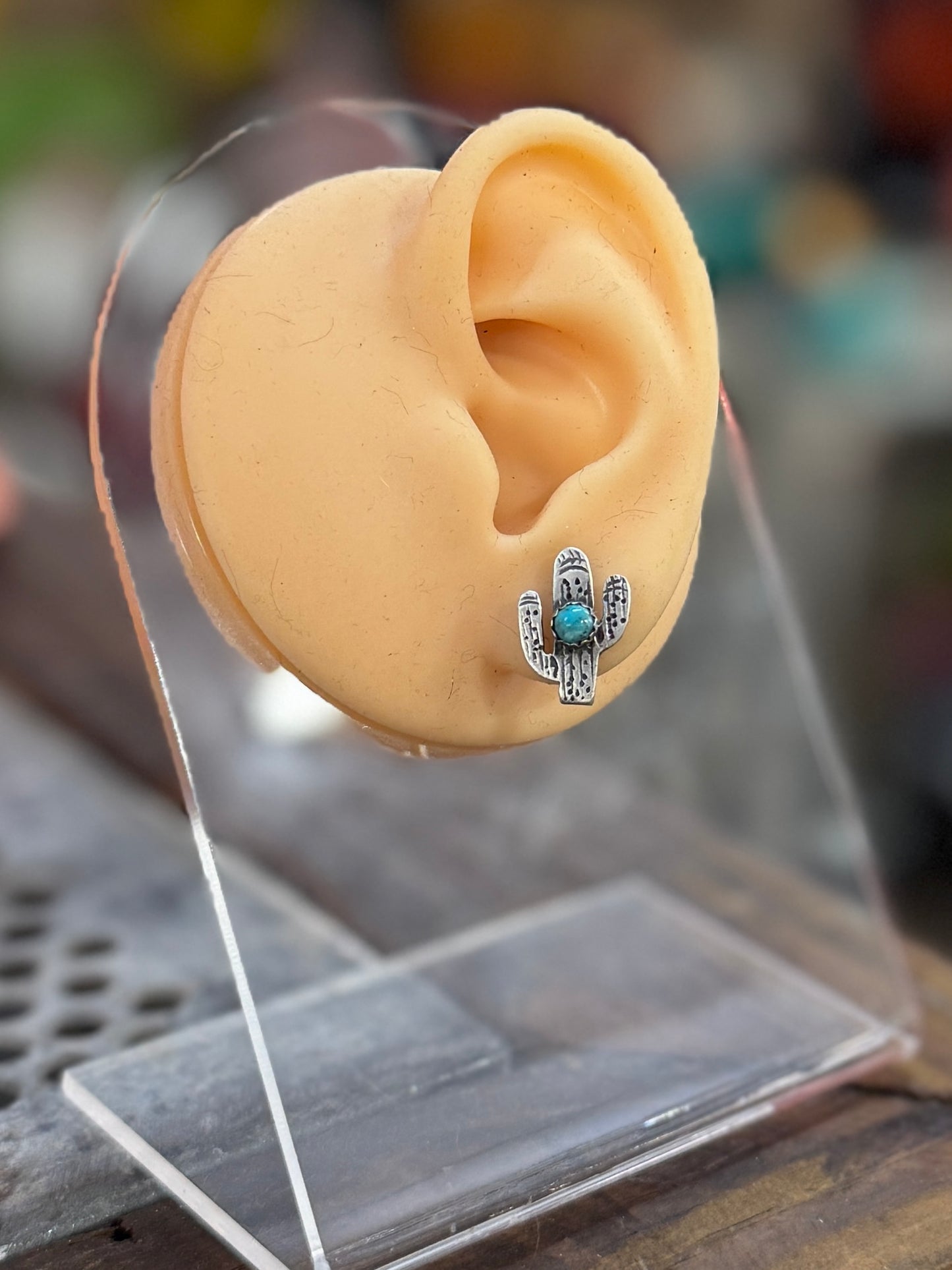 Turquoise Cactus Stud Earrings