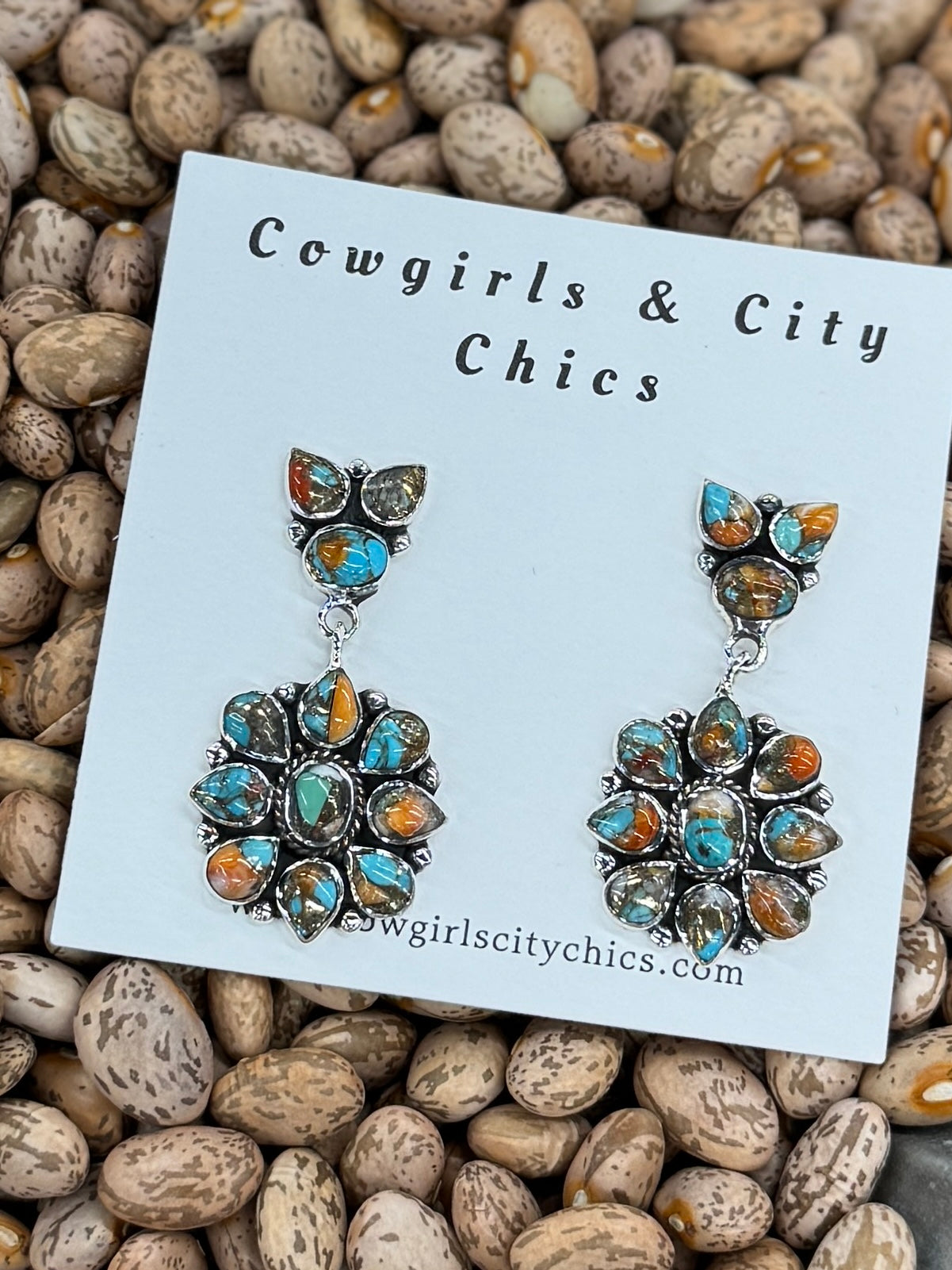 Orange Crush Cluster Drop Earrings