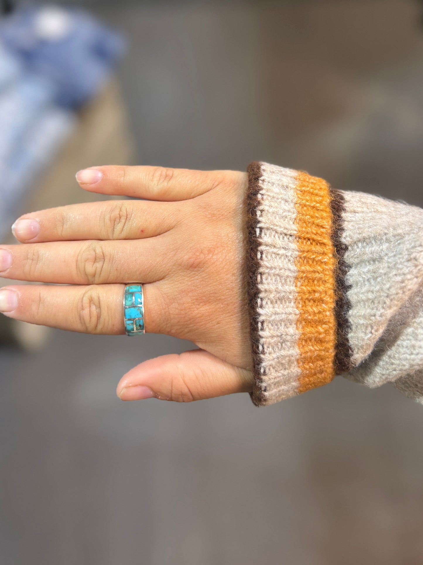 In-Lay Turquoise Wide Band Ring