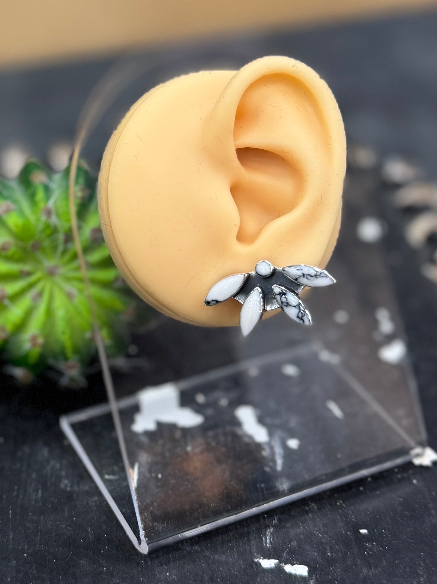 Flower Drop White Studs