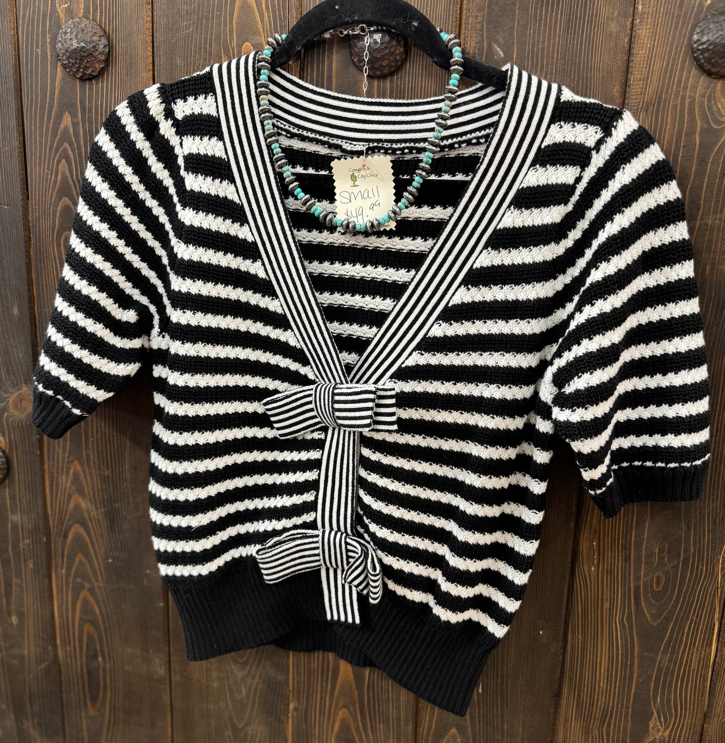Knit Stripe Bow Top
