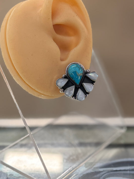 Kingman & Opal Cluster Post Earrings