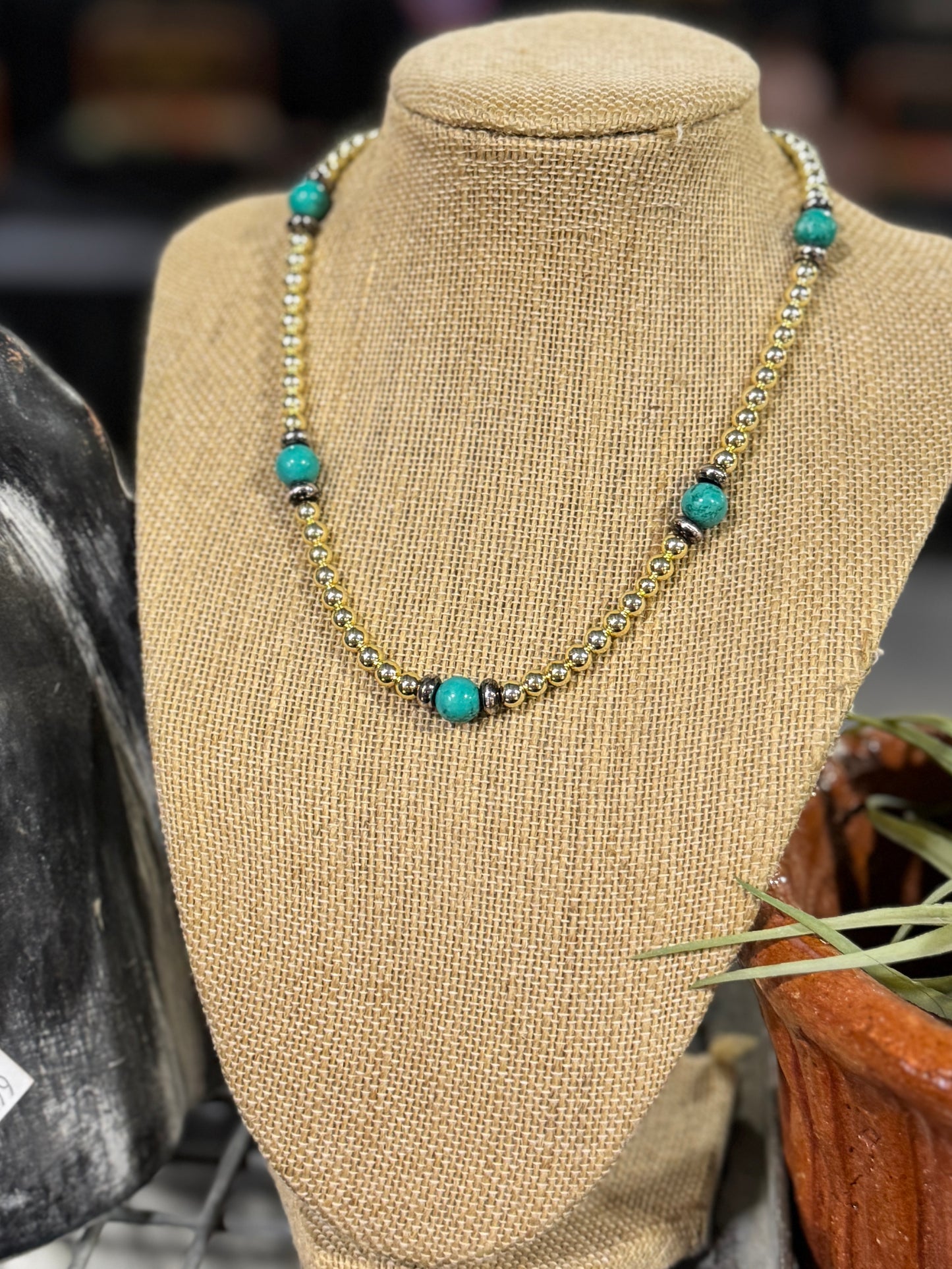 {Bella} Gold & Turquoise Necklace