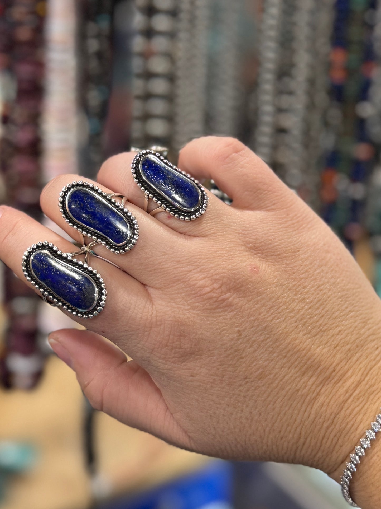 Lapis Stone Flat Sterling Ring