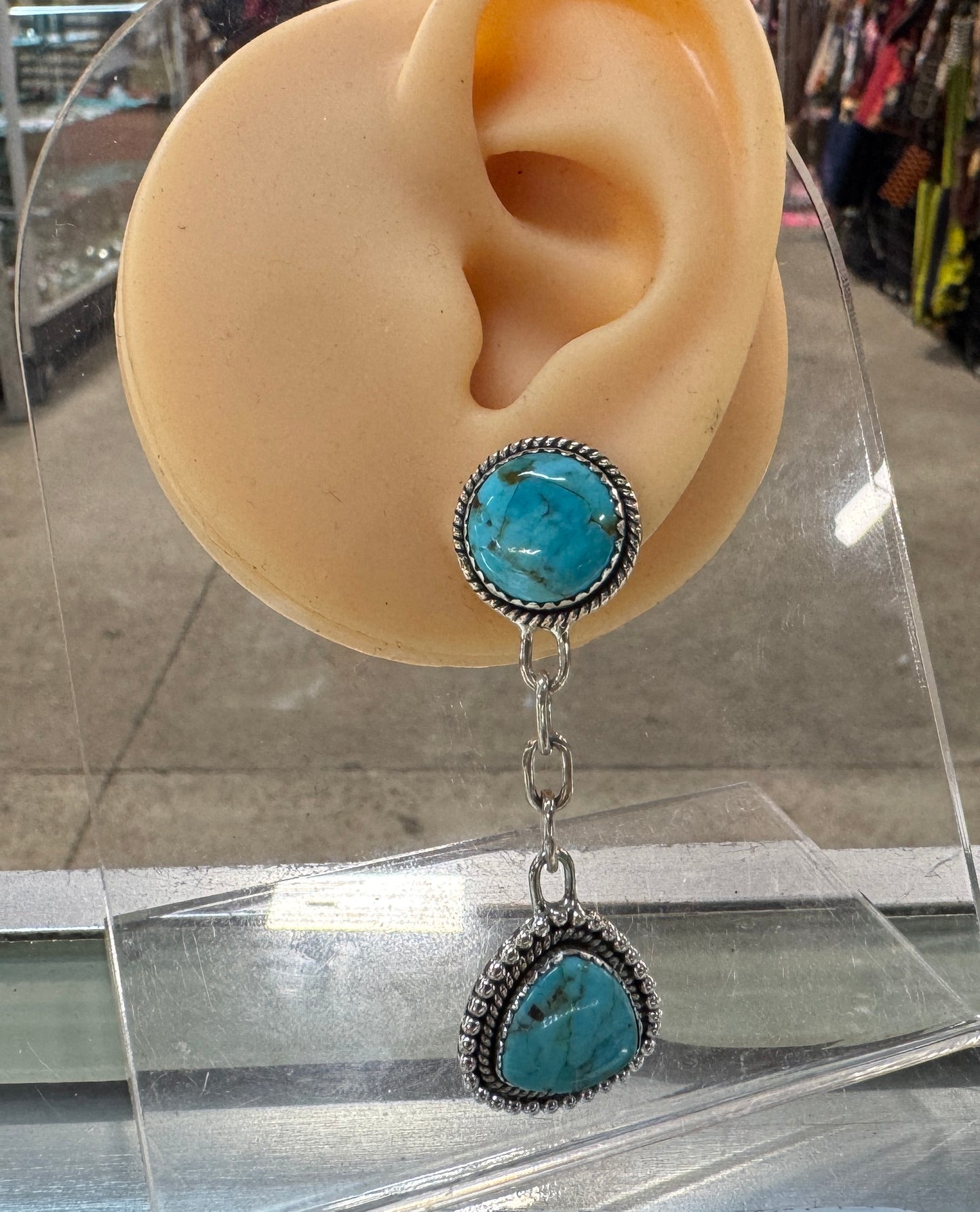{Becky} Turquoise Dangle Stud Earrings