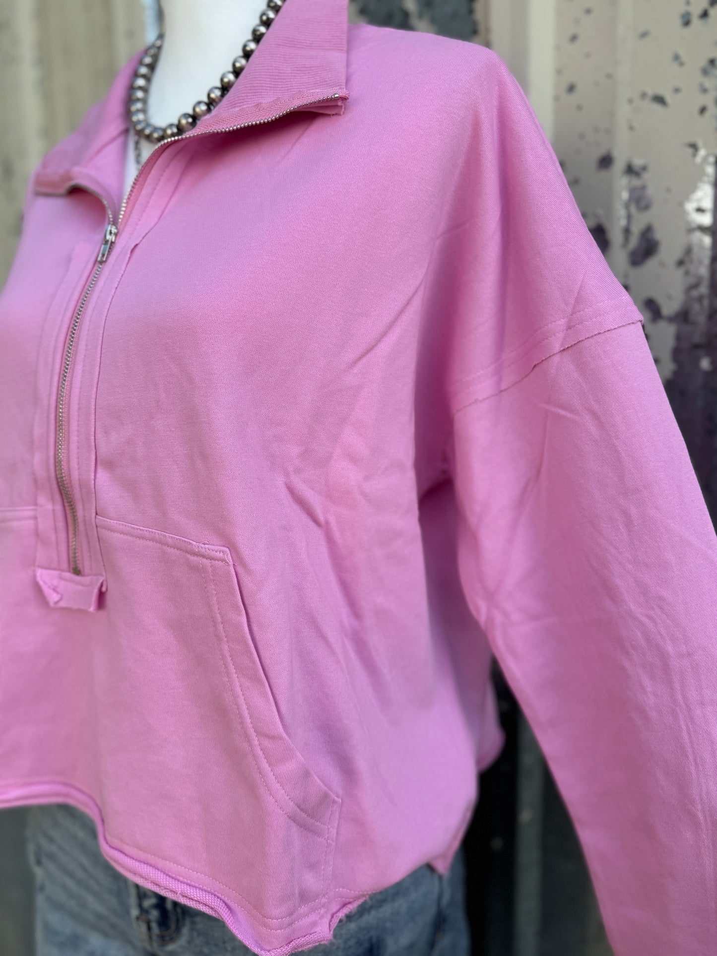 Pink Quarter Zip Sweatshirt
