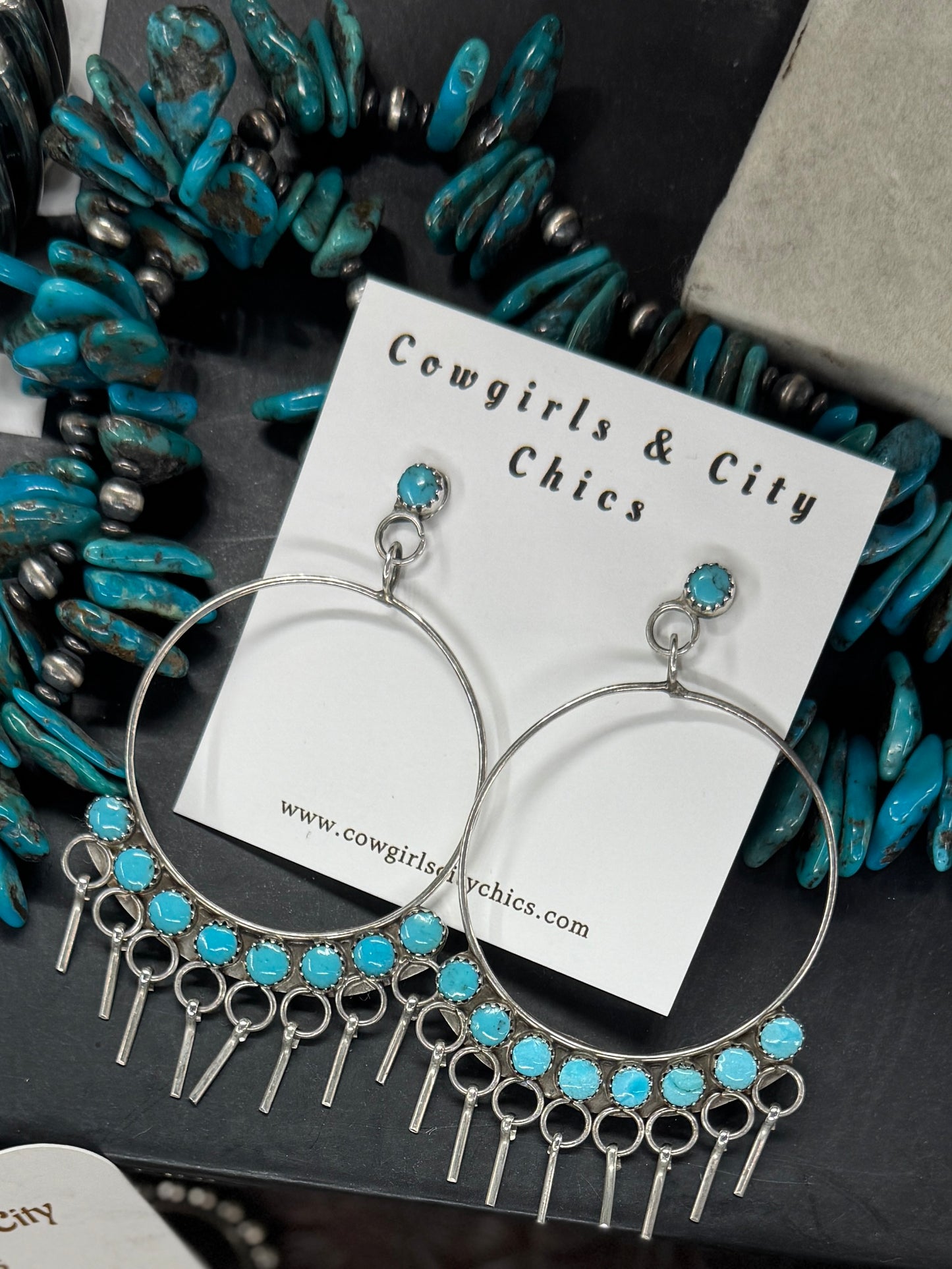Zuni Drop Hoop Earrings