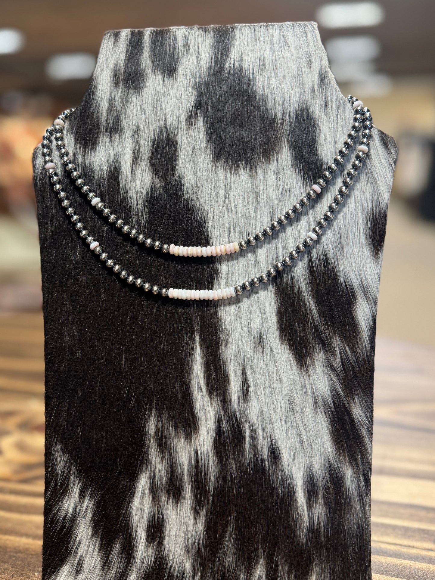 {Sea Waves} Pink Conch & Silver Navajo Pearl Necklace