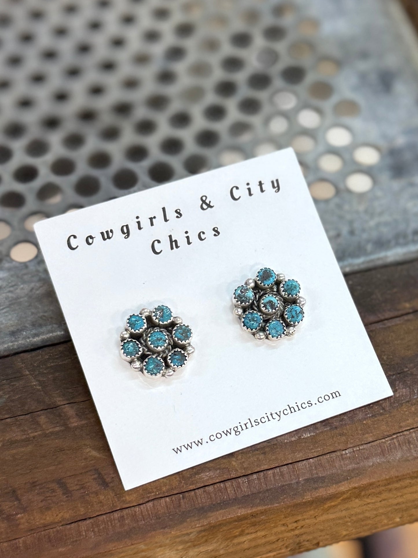 Small Turquoise Cluster Earrings