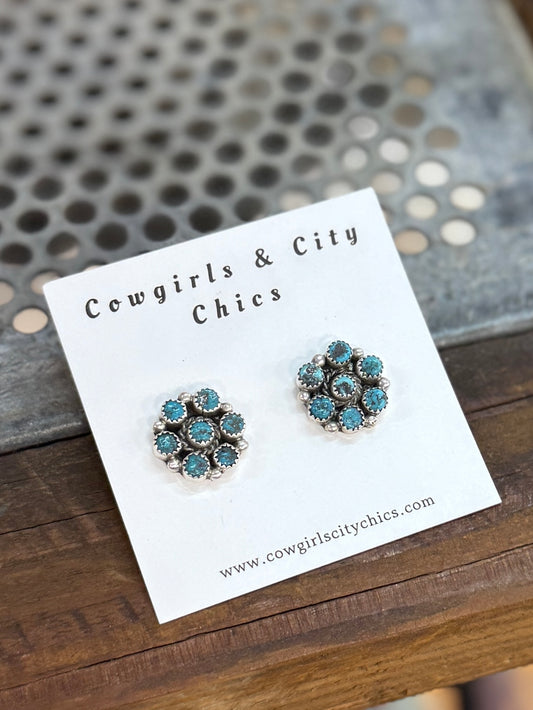 Small Turquoise Cluster Earrings