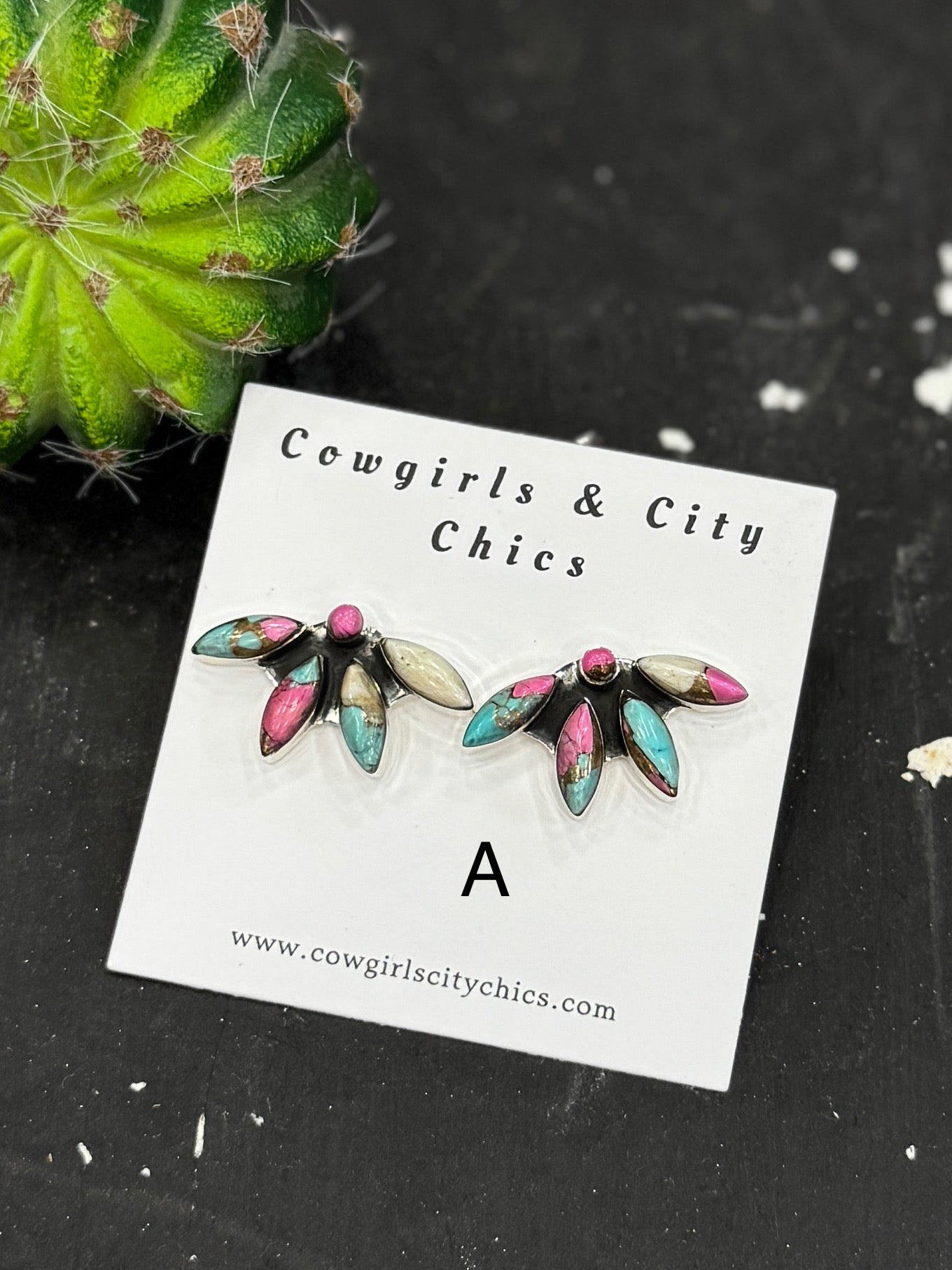 Cotton Candy Flower Drop Studs